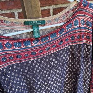 Lauren Ralph Lauren Red and Blue Patterned Blouse